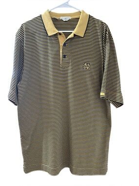 Cutter & Buck Men's DryTec Black Yellow Striped Polo Notre Dame Logo Size M